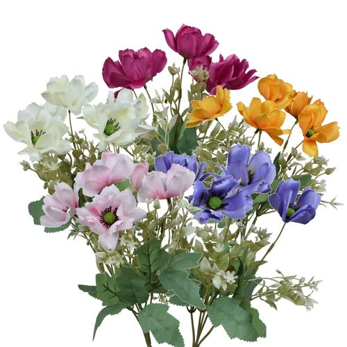 Anemone x 5 tekokukkakimppu satunnainen väri - Tekokukat.fi