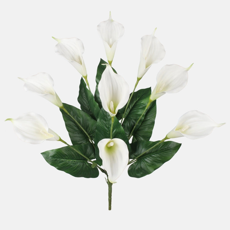 Calla-kimppu x 9 tekokukkakimppu kermainen/vihreä - Tekokukat.fi