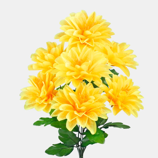 Dahlia x 7 tekokukkakimppu keltainen - Tekokukat.fi
