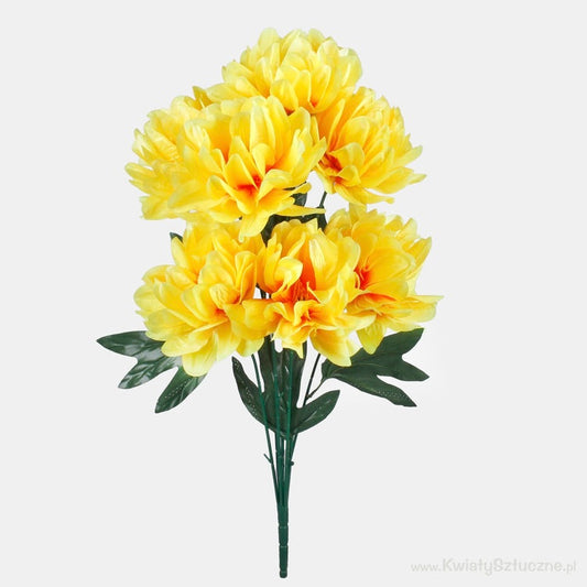 Dahlia x 7 tekokukkakimppu kiiltävä keltainen - Tekokukat.fi