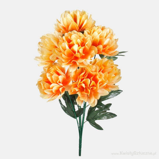 Dahlia x 7 tekokukkakimppu oranssi/keltainen reuna - Tekokukat.fi