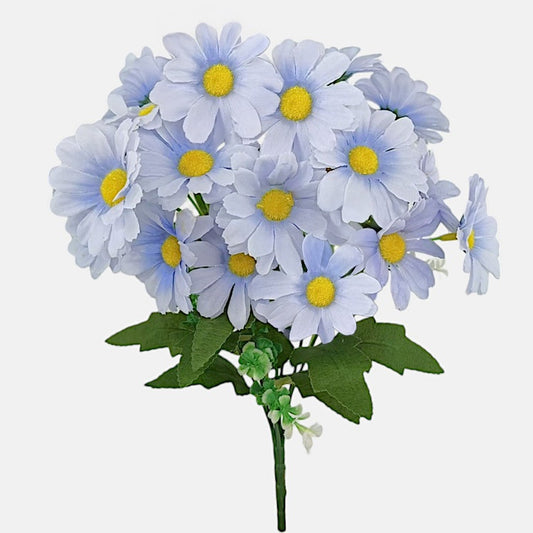 Daisy x 7 tekokukkakimppu vaaleansininen - Tekokukat.fi