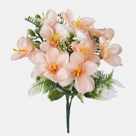 Freesia x 5 tekokukkakimppu vaalea persikka - Tekokukat.fi