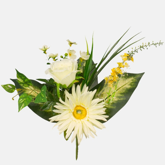 Gerbera/Rose tekokukkakimppu dk. kermainen - Tekokukat.fi