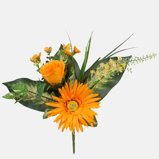 Gerbera/Rose tekokukkakimppu oranssi/keltainen - Tekokukat.fi