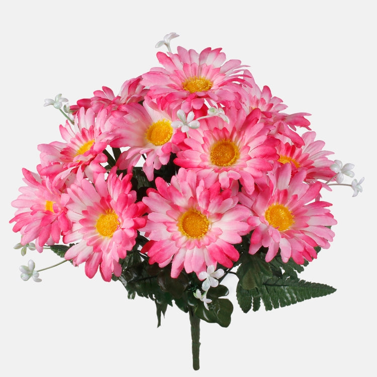 Gerbera x 12 tekokukkakimppu t.t. pinkki/kermainen - Tekokukat.fi