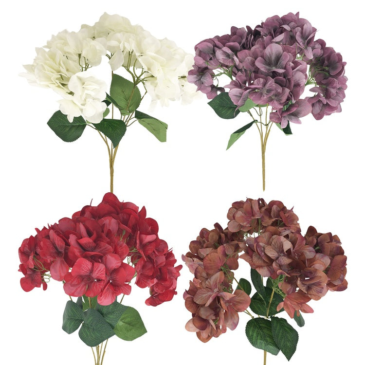 Hortensia x 5 tekokukkakimppu satunnainen väri - Tekokukat.fi