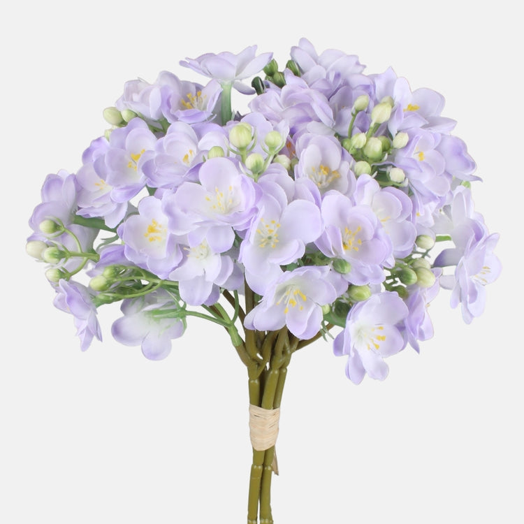 Jasmiini nippu tekokukkakimppu vaalea lila - Tekokukat.fi