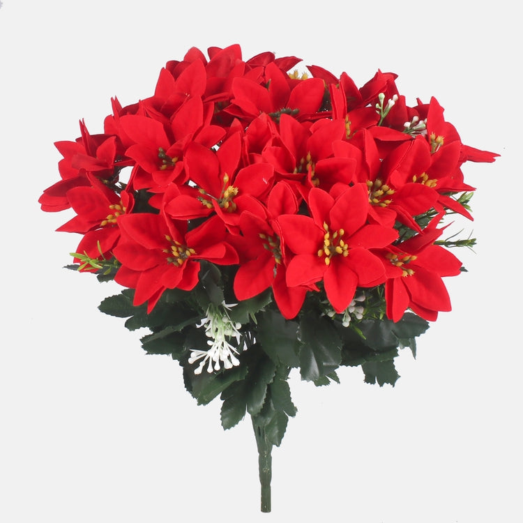 Joulutähti x 24 tekokukkakimppu punainen - Tekokukat.fi