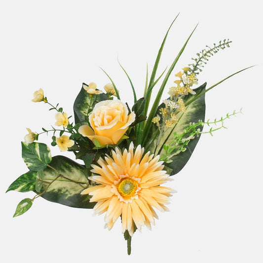 Keltainen gerbera-ruusu tekokukkakimppu 39 cm - Tekokukat
