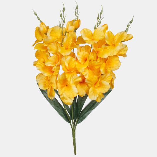 Keltainen gladiolus tekokukkakimppu 60 cm - Tekokukat