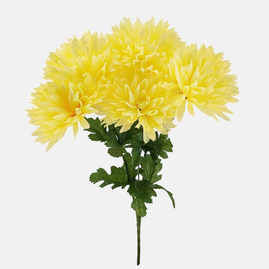 Krysanteemi x 5 tekokukkakimppu vaaleankeltainen - Tekokukat.fi