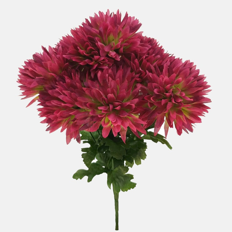 Krysanteemi x 9 tekokukkakimppu brgundy/vihreä - Tekokukat.fi