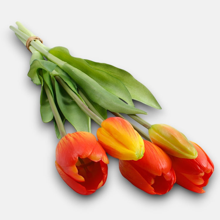 Kuminen tulppaani x 5 tekokukkakimppu oranssi - Tekokukat.fi