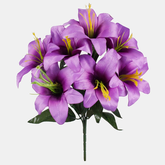 Liilanvärinen lilja tekokukkakimppu 37 cm - Tekokukat