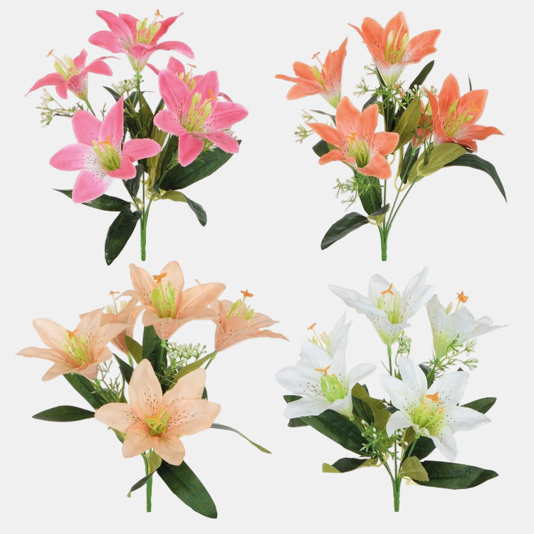 Lilja tekokukkakimppu satunnainen väri - Tekokukat.fi
