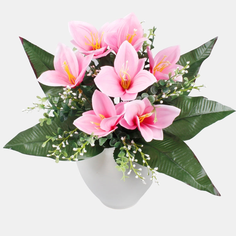 Lilja x 7 tekokukkakimppu vaaleanpunainen - Tekokukat.fi