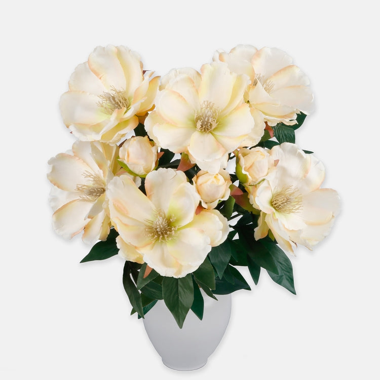 Magnolia tekokukkakimppu kermainen/vaaleanpunainen - Tekokukat.fi