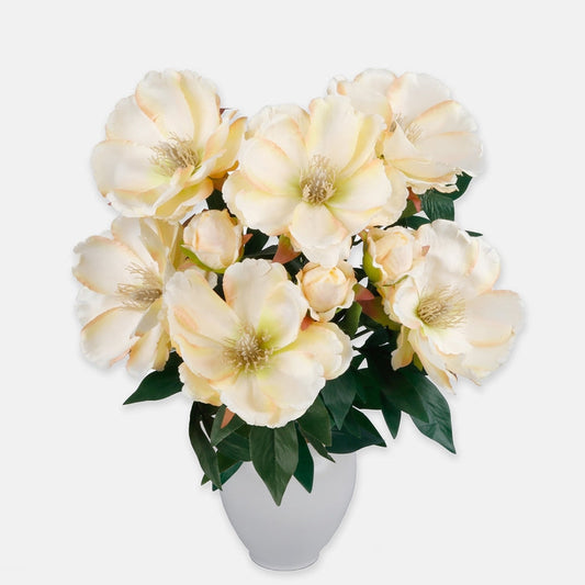 Magnolia tekokukkakimppu kermainen/vaaleanpunainen - Tekokukat.fi