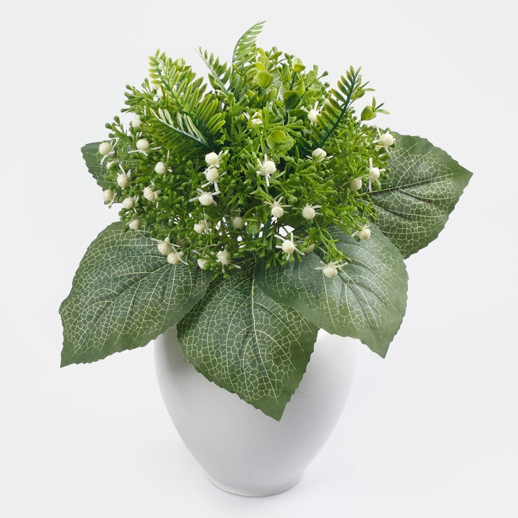 Marja saniaisella tekokukkakimppu valkoinen - Tekokukat.fi