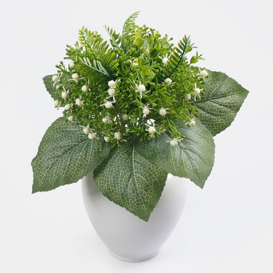 Marja saniaisella tekokukkakimppu valkoinen - Tekokukat.fi