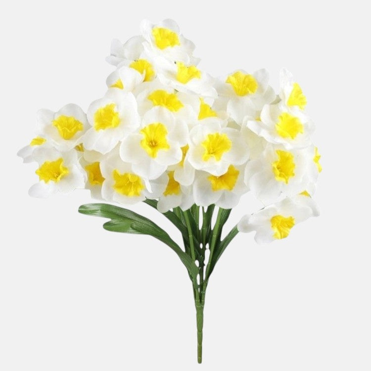 Narsissi x 7 tekokukkakimppu kermainen/keltainen - Tekokukat.fi