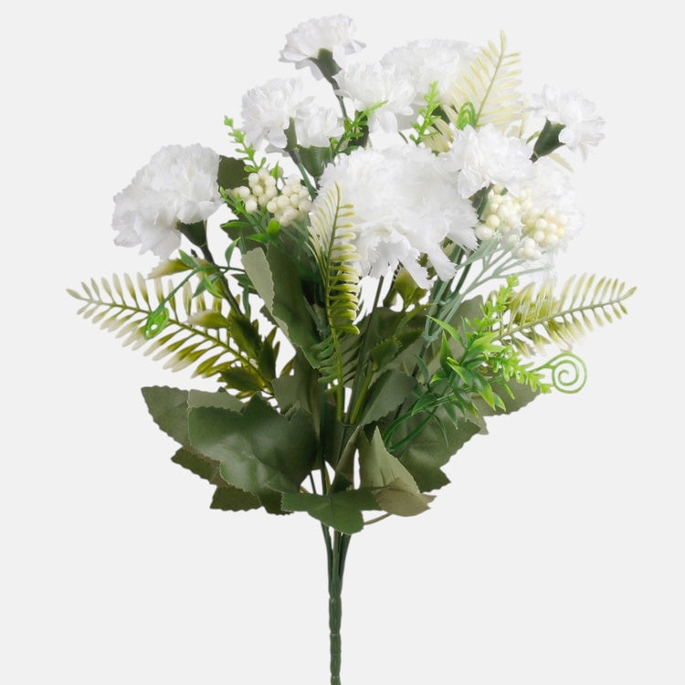 Neilikka x 7 tekokukkakimppu valkoinen - Tekokukat.fi