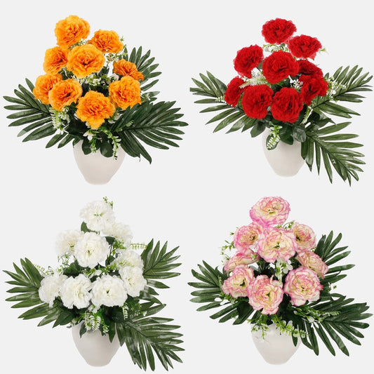 Neilikka x 9 tekokukkakimppu satunnainen väri 1 - Tekokukat.fi