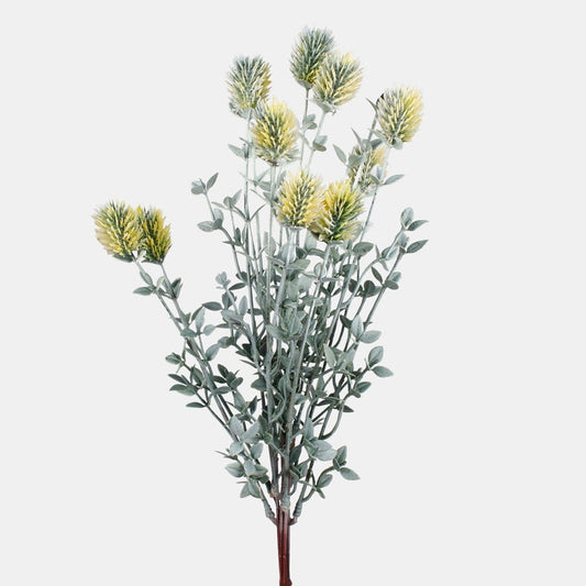 Ohdake mustikan lehdellä tekokukkakimppu keltainen - Tekokukat.fi