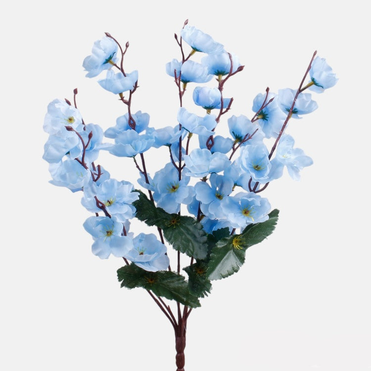 Omenapuu x 7 tekokukkakimppu vaaleansininen - Tekokukat.fi