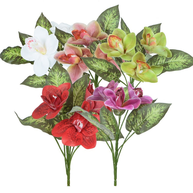 Orkidea x 8 tekokukkakimppu satunnainen väri - Tekokukat.fi