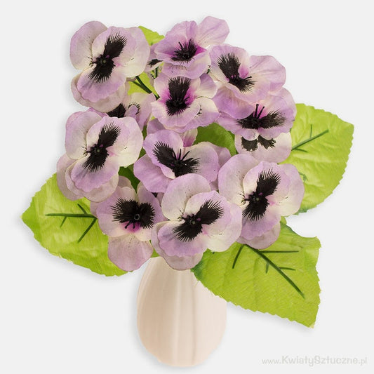 Orvokki tekokukkakimppu kermainen/lila reuna - Tekokukat.fi