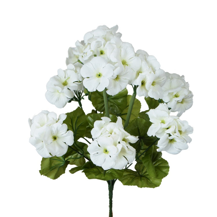 Pelargonia x 9 tekokukkakimppu valkoinen - Tekokukat.fi