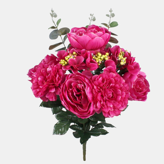 Pioni/Daalia/Hortensia tekokukkakimppu satunnainen väri 2 - Tekokukat.fi