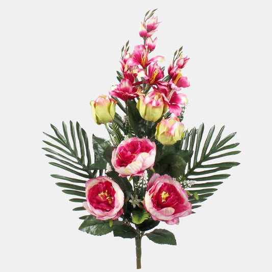 Pioni/Gladiolus tekokukkakimppu kermainen/violetti - Tekokukat.fi