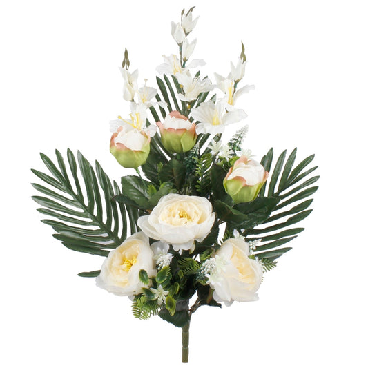 Pioni/Gladiolus tekokukkakimppu kermainen - Tekokukat.fi