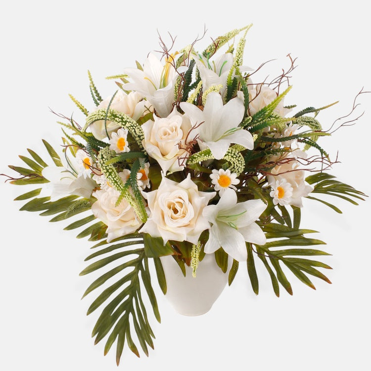 Rose/Lily tekokukkakimppu syksyinen voide - Tekokukat.fi