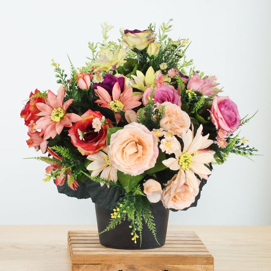 Ruusu / Dahlia tekokukkakimppu satunnainen väri 1 - Tekokukat.fi