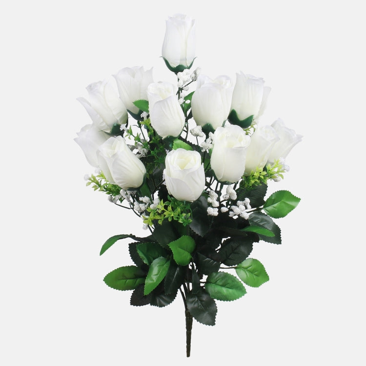 Ruusu silmussa x 12 tekokukkakimppu kermainen - Tekokukat.fi