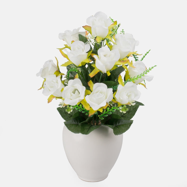 Ruusu x 12 tekokukkakimppu kermainen - Tekokukat.fi