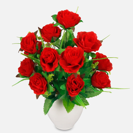 Ruusu x 12 tekokukkakimppu satunnainen väri 1 - Tekokukat.fi