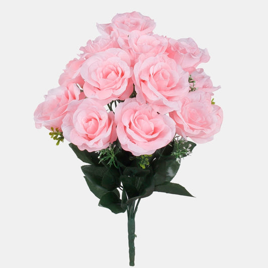 Ruusu x 12 tekokukkakimppu vaaleanpunainen - Tekokukat.fi