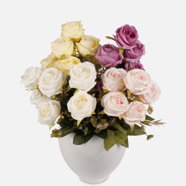 Ruusu x 6 tekokukkakimppu satunnainen väri 1 - Tekokukat.fi