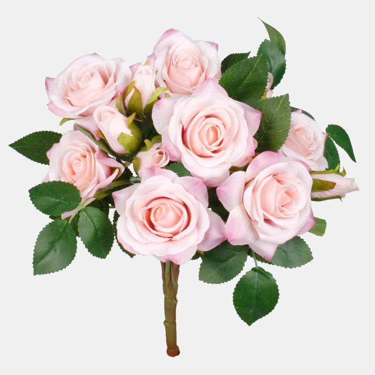 Ruusu x 7 tekokukkakimppu kermainen/vaaleanpunainen - Tekokukat.fi