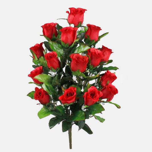 Ruusunnuppu x 15 tekokukkakimppu punainen - Tekokukat.fi