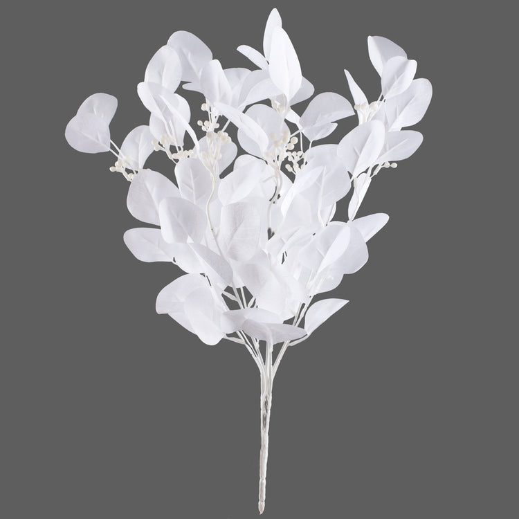 Valkoinen eukalyptus tekokukkakimppu 50 cm - Tekokukat
