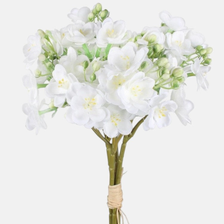 Valkoinen jasmiini tekokukkakimppu 38 cm - Tekokukat