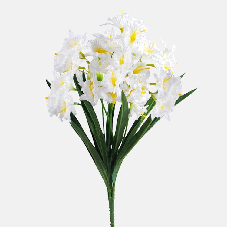 Valkoinen narsissi tekokukkakimppu 52 cm - Tekokukat