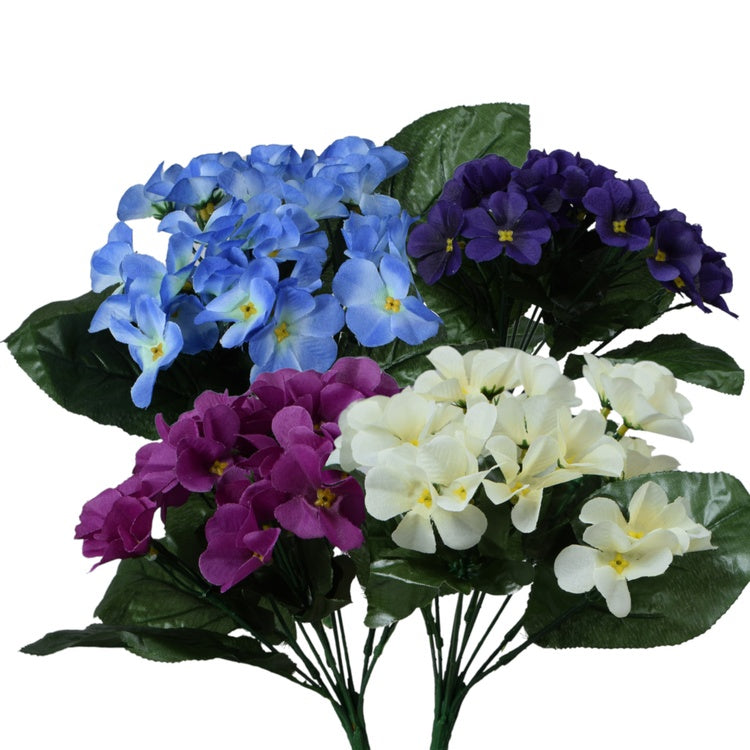 Violetti x 9 tekokukkakimppu kermainen - Tekokukat.fi