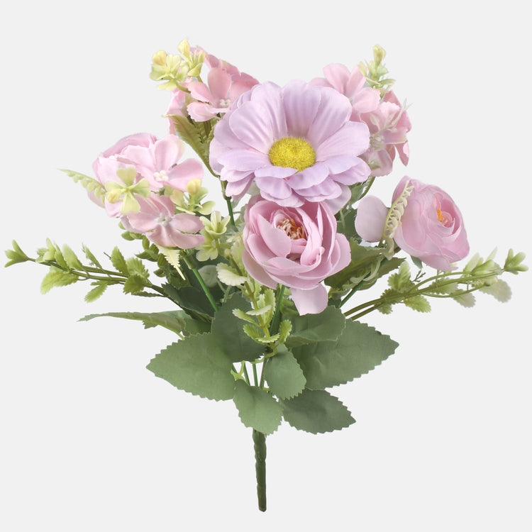 Zinnia/Camellia -kimppu tekokukkakimppu liila - Tekokukat.fi